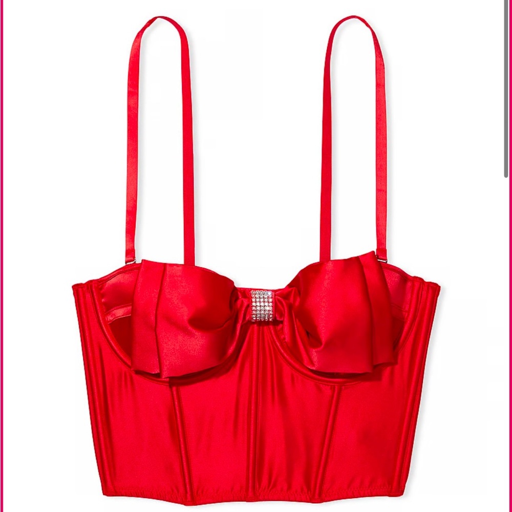 Victoria's Secret Red Bustier with Sweetheart Neckline and Adjustable Straps